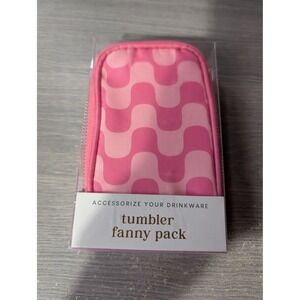 Essentials On The Go Pink Wavy Tumbler Pouch and Lid Tag Set for 40oz Cups NIB